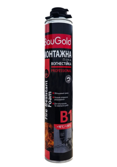 Піна монтажна BauGold Вогнестійка В1 професійна 800мл